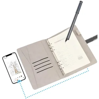 Yanmis Smart Pen und Notebook, BT5.0 SmartPen Writing Set Unterstützt die Echtzeit -Synchronisierung von OCR -Textkennung für die Digitalisierung, Speicherung und Freigabe von (Black)