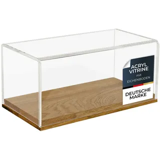 HMF 46871 Acryl Vitrine mit Holzsockel für Modellautos, 24 x 12 x 11 cm, Transparent