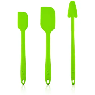 Kochblume Schaber-Set - Restelöffel L & Design Teigschaber L & Design Teigschaber M 3er Set | Premium-Silikon | Hitzbeständig | Spülmaschinenfest | Farbe: limette