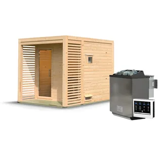 Karibu Gartensauna Saunahaus Angkor 2 9 kW Bio-Kombiofen inkl. Steuergerät