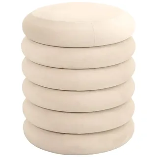 Svita Blossom XS Hocker mit Stauraum Sitzhocker Ottomane Samt-Polster Beige