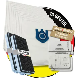 Maxorado 15 Staubsaugerbeutel + 2 Hepa Filter + 3 Motor Filter + 3 Abluftfilter Ersatzteile Set für Miele C3 C2 Complete S8340 S8430 S8310 S8360 S8 S5 S5211 S5210 s8460 Staubsauger Beutel