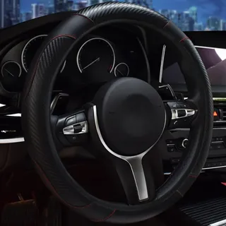 LXWUVIDD Lenkradbezug für Skoda Kamiq 2018 2019 2020 2021 2022 2023 2024 2025, Lenkradschutz Lenkradhülle Mode Anti-Rutsch-Atmungsaktives Leder Innere Auto Zubehör,Black