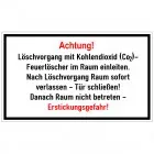 Zusatzschild Löschvorgang mit CO2-Feuerlöscher im Raum