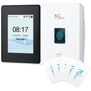 NGTeco TC2 Cloud Zeiterfassung mit 2.4/5GHz WLAN, 5 RFID-Karten, Fingerabdruck, Fernbedienungs-Software, iOS/Android App, Keine monatlichen Gebühren