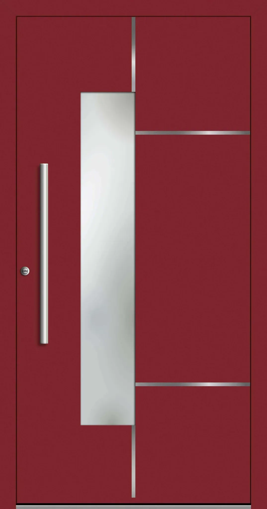 SCHÜCO ADS 75.SI Haustür Aluminium "EBBA" Purpurrot RAL 3004 beidseitig innen öffnend DIN links