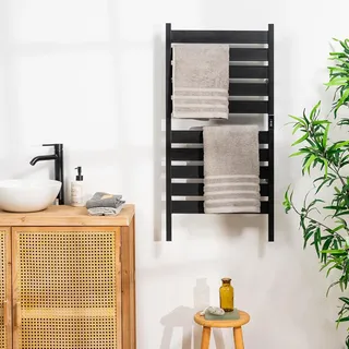 InnovaGoods Elektrischer Handtuchwärmer als Standgerät oder zur Wandmontage Towarall 10 Stangen, Schwarz | 260 W
