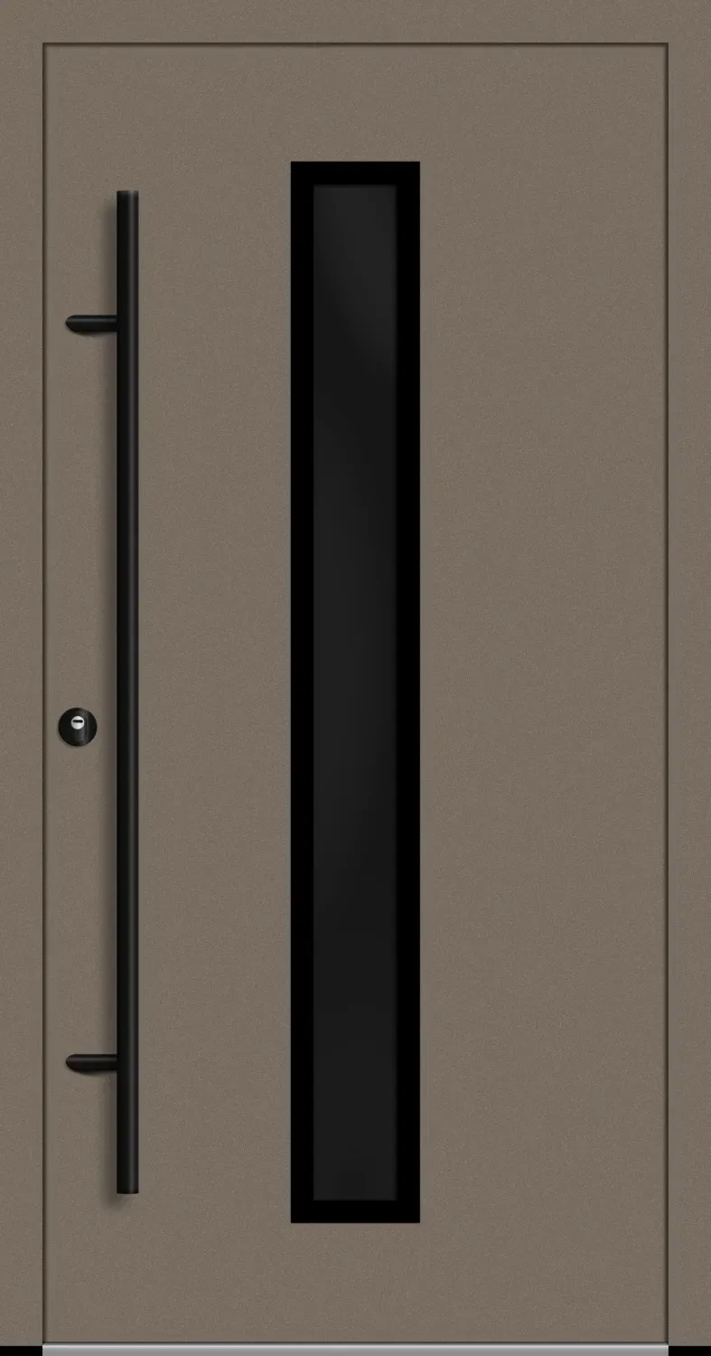 Aluminium Haustür "AURORA" 82 mm RC2 BLACKLINE Beigegrau RAL 7006 beidseitig innen öffnend DIN links