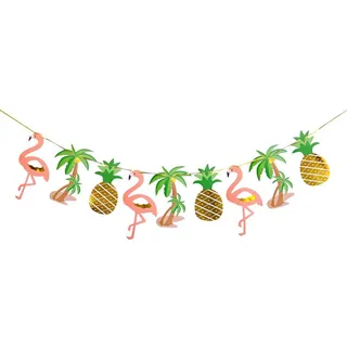 Amosfun Banner Ananas Flamingo Girlande Hawaii Tropical Party Geburtstag hängende Dekoration für Party