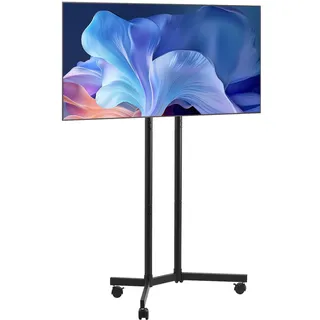 Vevor rollbarer TV-Ständer Standfuß Fernsehstand für 812,8-1651 mm flach & Curved-TVs, höhenverstellbarer TV Bodenständer bis zu 40 kg (Max. VESA 400 x 400 mm) für Wohnzimmer Schlafzimmer