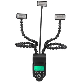 Kamera-Makro-Blitzlicht, 5600 K, Flexibler 3-Kopf-Kamerablitz mit LCD-Display, 8-stufige Helligkeitsregelung, Verstellbare Arme Tragbares Kamera-Makroarmlicht für Schmuckfotografie