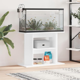 Mengtu Aquariumständer Aquariumregal Fischtankständer Aquarium Unterschrank mit 3 Ablagen, Aquarium Tisch Aquarienschrank Terrarium Schrank Weiß 80x35x60 cm Holzwerkstoff