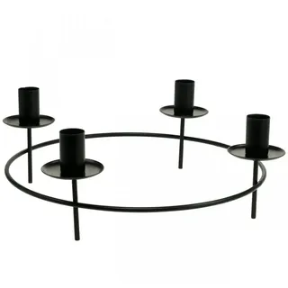 Viana Kerzenhalter Kerzenring Adventskranz Kerzenhalter Stabkerzen Metall Schwarz Ø28cm schwarz