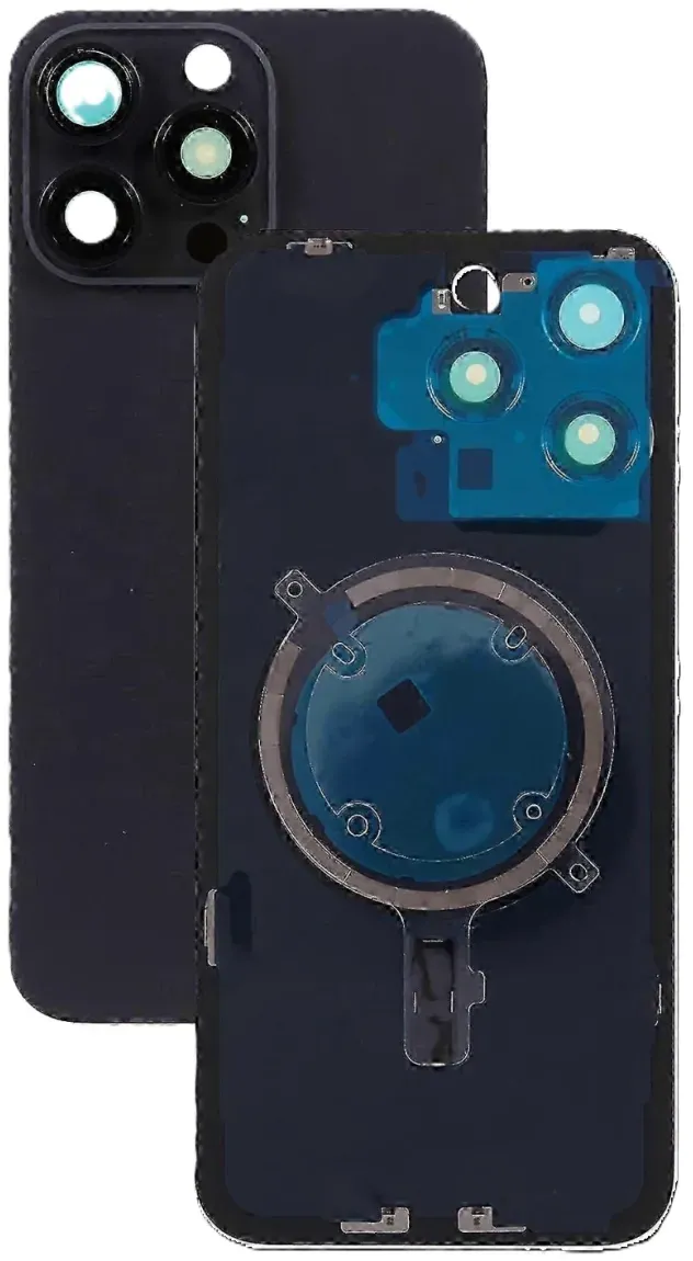 Akkudeckel Backcover für iPhone 15 Pro Schwarz Titan Kamera Linse Magnet Metallplatte #AS137903