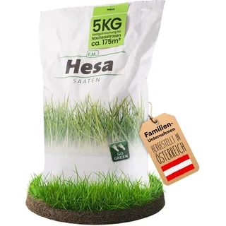 Hesa Nachsaatrasen, 5 kg für 175 m2, RSM 3.2, schnellkeimende Rasensamen für kahle Stellen und Lücken im Rasen, belastbare Nachsaat zur Rasenreparatur, Made in Austria