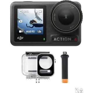 DJI Osmo Action 4 Tauch-Combo – Wasserdichte Action-Kamera, Unterwasser-Video, Schwimmfähiger Griff und 60 m wasserfestes Gehäuse, 10-Bit und D-Log M, 1/1,3-Zoll-Sensor, 360° HorizonSteady, Vlogging-K
