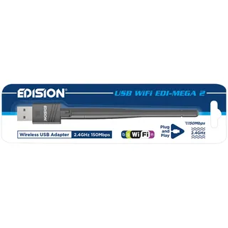 EDISION USB WLAN Adapter EDI-MEGA 2, USB WLAN Stick MTK7601, 150 Mbps, 2.4GHz, Neigbare Antenne, Kompatibel mit Picco T265 pro HD, Ping T2/C, Proton S2 Plus, Piccollino, Piccollo, Windows & Linux