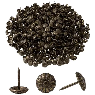 IPEA Tapetennägel Modell Blume - 100 Stück - Dekorative Nieten für Möbel Einrichtung Sessel - Made in Italy - Metallnadeln - Farbe antikgold - 11 x 12 mm