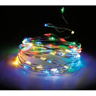 Spetebo Draht Lichterkette 160 LED mit Timer und 8 Funktionen 795 cm - bunt/multi - Innen und Außen Draht Lichterkette mit Batterie betrieb