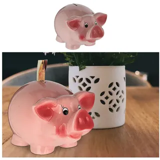 Cepewa Sparschwein XXL Einwurfschlitz | B25xH14,5xT16cm Dolomit rosa | Spardose Geldgeschenk