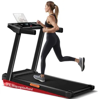 lontek Laufband für Zuhause Klappbar mit Steigung 9%, Laufbänder 12KM/H, Treadmill for Home mit 3,0-PS-Motor und LED-Anzeige, Max Belastung 136KG