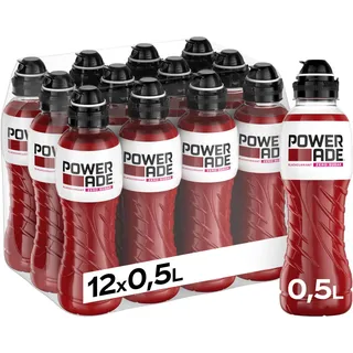 Powerade Zero Black currant, kalorien- und zuckerfreier Sportdrink mit Johannisbeergeschmack, mit Elektrolyten, Sportgetränk in Einweg Flaschen (12 x 500 ml)