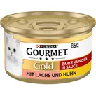 Gourmet Gold Zarte Häppchen in Sauce Lachs & Huhn 12 x 85 g