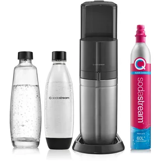 Sodastream Duo schwarz + Glaskaraffe + PET-Flasche + Zylinder