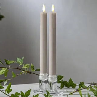 Star Trading Flamme Stripe LED Stabkerzen 25 cm beige