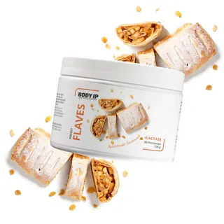 BODY IP Perfect Flaves Geschmackspulver zuckerarm & wenig Kalorien | Apfelstrudel | Geschmackspulver für Magerquark uvm. mit Lactase & leckeren Stückchen | Intensiver Geschmack & Süße | 150g