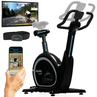 Skandika Ergometer Abisko Weltneuheit | Premium EMS-Widerstand, Smarter Heimtrainer App Steuerung, Automatische Lenker & Satteleinstellung, 36 Widerstandsstufen | Fahrrad Hometrainer für Zuhause