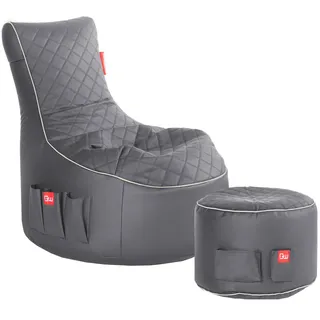 GAMEWAREZ Gaming Sitzsack Bundle Classic - Kunstleder Granite Hurricane (Hellgrau/Weiß)