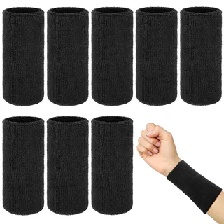 8 Schweißbänder, Schweißband Handgelenk Elastisch, Saugfähig Frottee Schweißbänder Set für Männer, Frauen & Kinder, Fitness-Schweißband für Tennis,Basketball,Fußball,Gym,Handgelenk Wärmer
