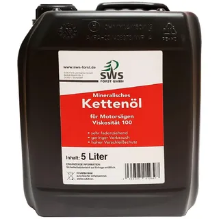 SWS Forst GmbH SUPER-OIL Kettenöl Sägekettenöl mit Haftzusatz für Kettensägen Führungsschienen und Sägeketten (5 Liter)