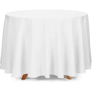 Partydeco Tischdecke Mattes, schmutzabweisendes Gewebe, rund Weiß Durchmesser 280 cm OBRO2
