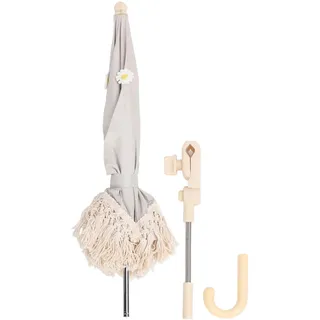 Outdoor-Baby-Sonnenschirm, UV-beständig, für Kinder, Strand, Quasten-Fransenschirm für Kinderwagen, Kinderwagen, Tribünen (Beige mit kleiner Chrysantheme)