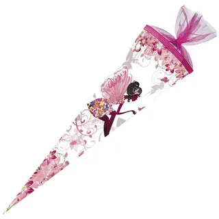 NESTLER Feinkartonagen Schultüte / Zuckertüte / 85cm / eckig / "Blumenfee"