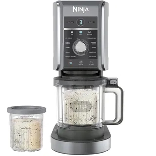 Ninja NC501 CREAMi Deluxe 11-in-1 Eiscreme und Eiscreme für Eis, Sorbets, Smoothies, gefrorene Getränke und mehr, 11 Programme mit 2 XL Pint-Behältern Familiengröße, perfekt für Kinder, Silber