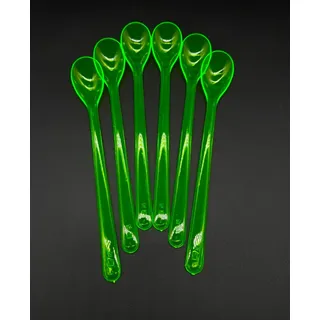 Löffel 18 cm Mehrzwecklöffel Joghurtlöffel Eislöffel Cocktaillöffel 6 Stück Mehrweg, Kunststoff Plastik Grün Transparent