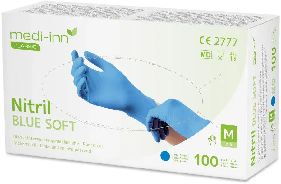 Medi-Inn Nitril blue soft Einmalhandschuhe, blau, puderfrei XL / 100 Stück