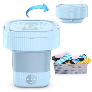 Mini Waschmaschine Faltbar, Tragbare Faltbare 10L Liter Wäschewanne, Kompakte Waschmaschine für Baby-Kleidung, Unterwäsche oder kleine Gegenstände, Wohnung, Schlafsaal, Camping, Wohnmobil, Blau