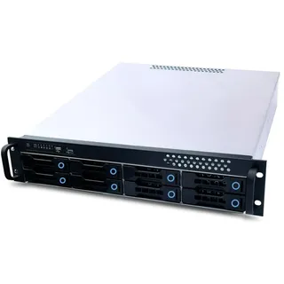 Fantec SRC-2080X07-12G/6G-BCE 2HE Storagegehäuse, 12G/6G Backplane SFF-8643 für 8X SATA/SAS HDD/SSD 3,5" (8,9cm) extern, 2X 2,5" intern, Einbautiefe 550mm, schwarz