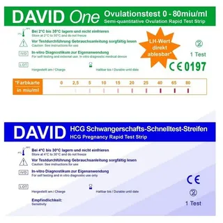 David One Ovulationstest 0-80 miu/ml + SSW Streifen 10miu/ml 15 St