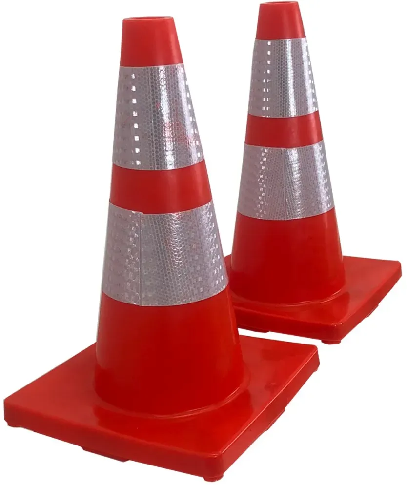 2x Verkehrsleitkegel Pylone flexibel bruchsicher reflektierend Warnkegel Leit...