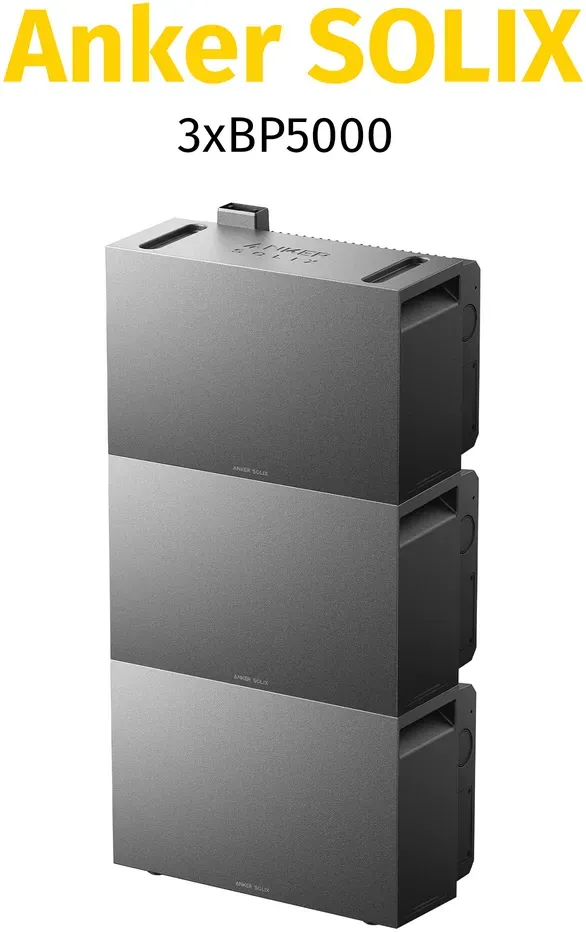 Anker SOLIX BP5000 Erweiterungsakku 5KWh, für Solarbank 3 Pro, Solarbank 2 Pro, Solarbank 2 AC, und Solarbank 2 Plus - 3xBP5000