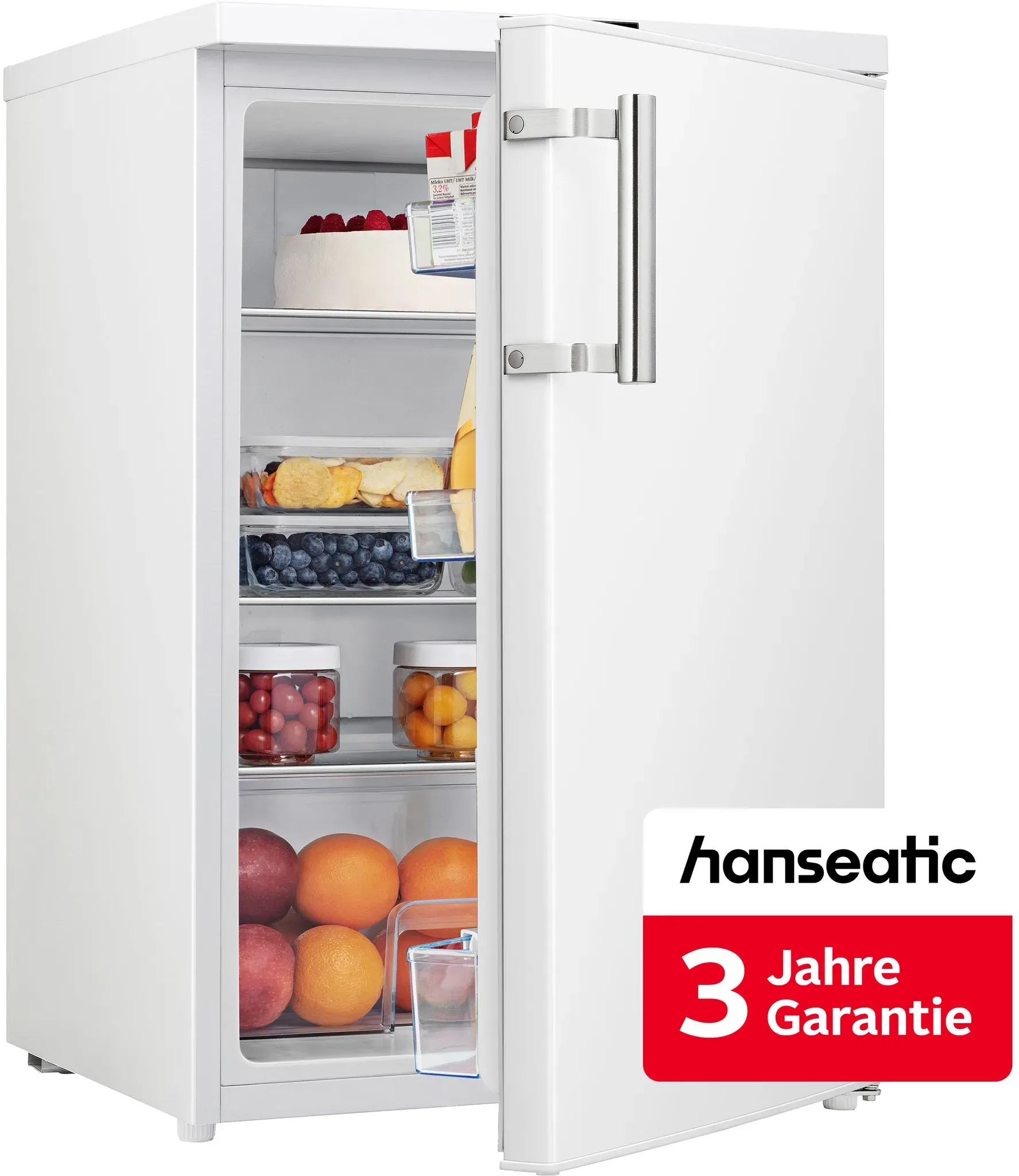 HANSEATIC Kühlschrank "HKS8555DW", Energieeffizienz: D, weiß, Rechtsanschlag, wechselbar, Kühlschränke, inkl. 3 Jahre Herstellergarantie, Kühlschrank, Topseller