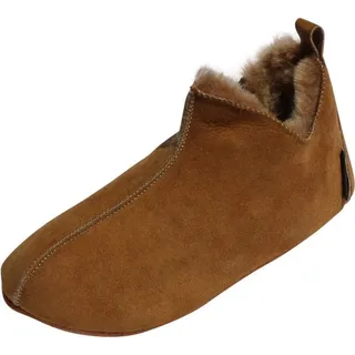 Hollert Lammfell Hausschuhe - Bali Fellschuhe Lederschuhe Bettschuhe Schuhgröße: EUR 42 Farbe: Cognac - Braun - 42