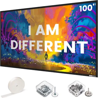 Projektor-Leinwand mit hoher Verstärkung, 254 cm (100 Zoll), Wandmontage, 2,6 x Helligkeit und hoher Kontrast, 30% ALR, 16:9, weißer Bildschirm SilverMagic