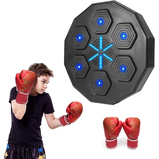 Fulluky Music Boxing Machine, Music Electronic Boxing, Wall Target Boxing Machine, with 6 Lights and Bluetooth Sensor, Boxing Training Devices with Boxing Gloves(Kinderhandschuhe)