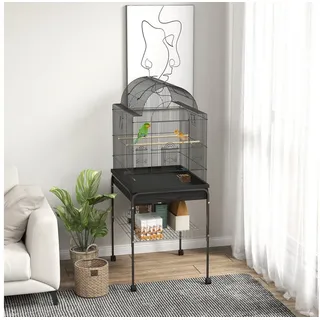 PawHut Vogelkäfig Wellensittichkäfig 63 x 53 x 144 cm schwarz